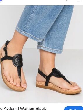UGG Ayden II Women's Black Cork Thong Sandals